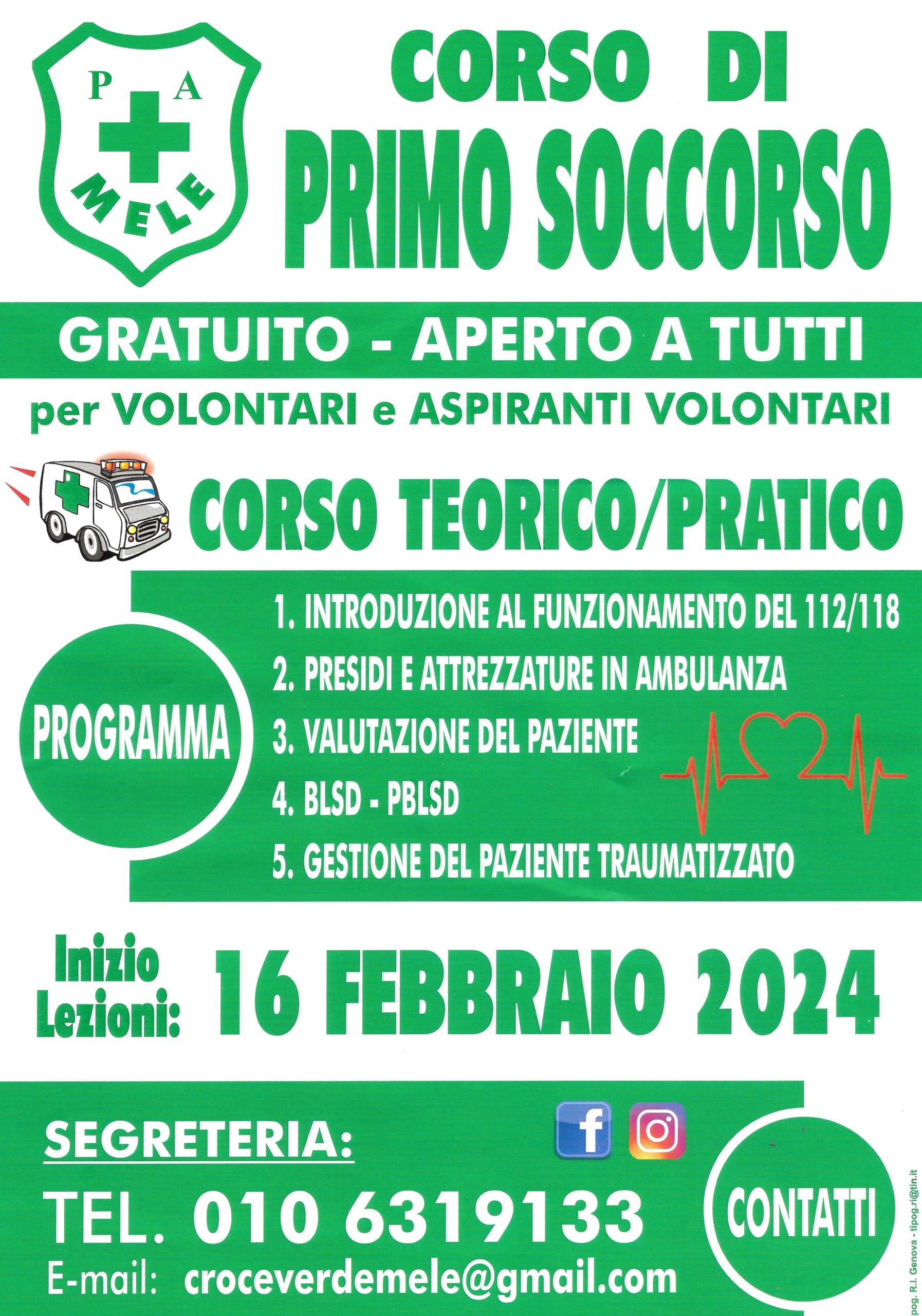 Locandina corso Primo Soccorso e accesso